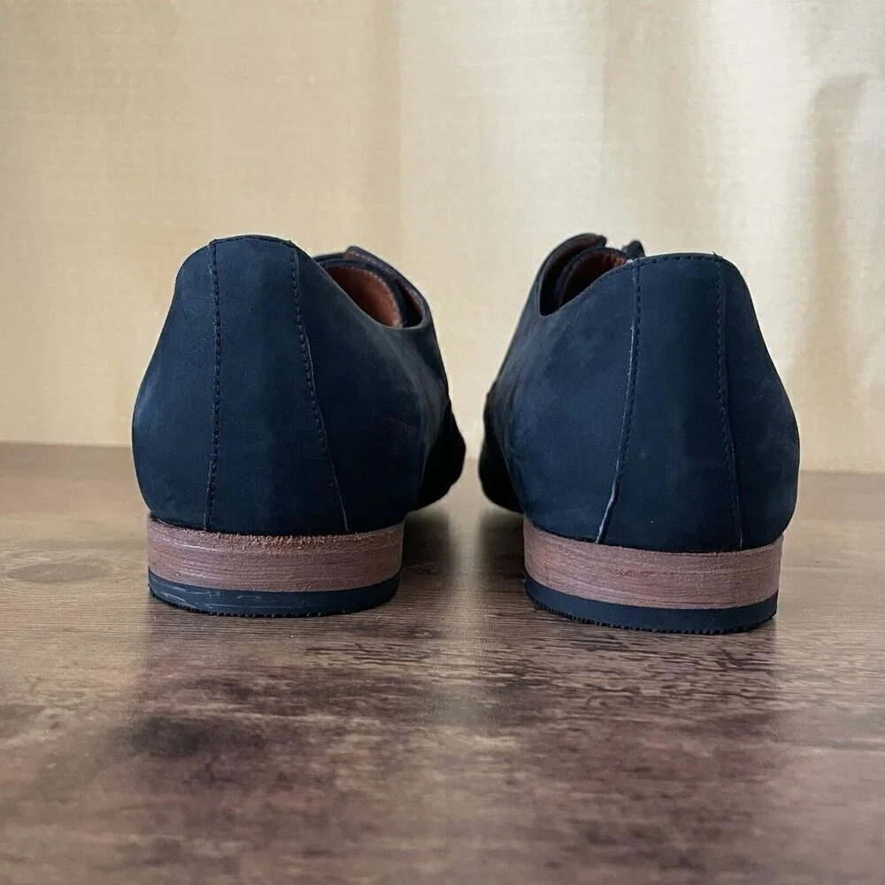 Rachel Comey Mens Uncle Dan Oxford Shoe Sz 10.5 Navy Blue Leather Twill Loafer
